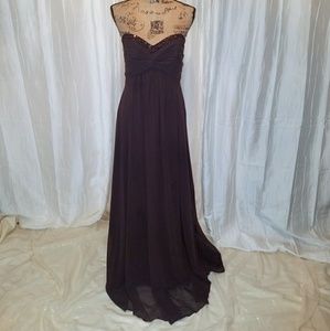 David's Bridal Flowing Chocolate Chiffon Gown